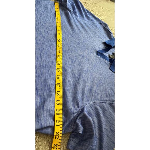 Nordstrom Polo Shirt Mens Large Tech Smart Heathered Blue Short Sleeve V Neck - Picture 6 of 7